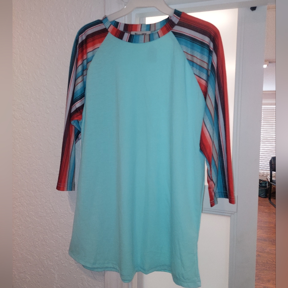 Striped shoulder top